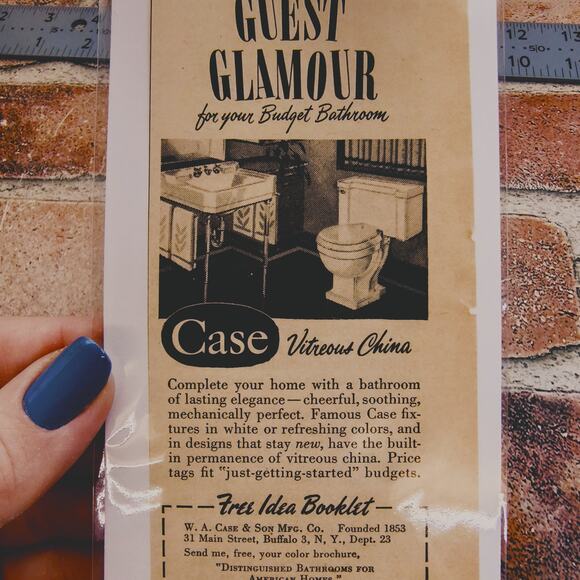 1950 Case Bathroom Fixtures Ad - Vitreous China MCM Elegance - Vtg Print Advert - Picture 1 of 5